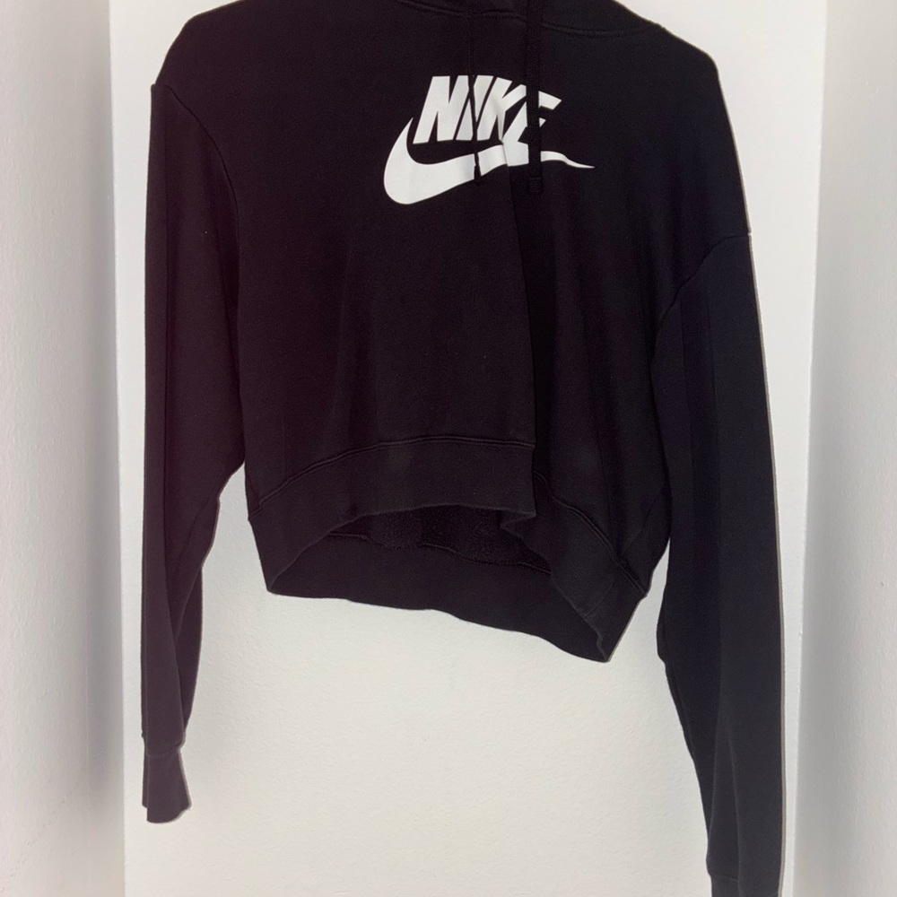 Nike Women's Black Hoodie with White Logo